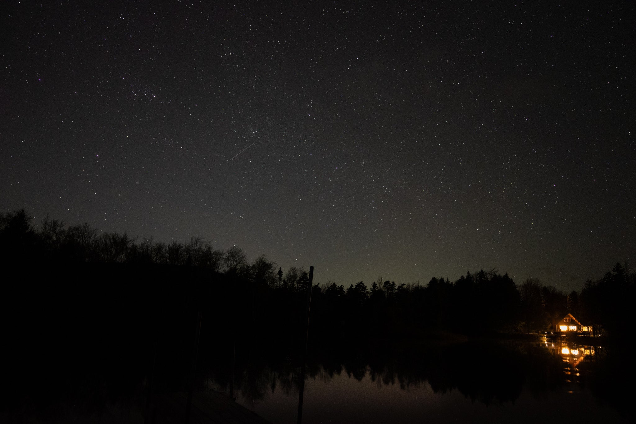 Cabin under stars